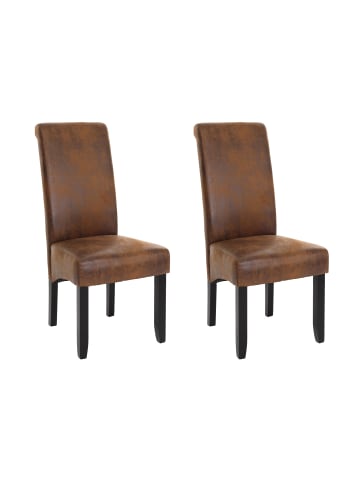 MCW 2er-Set Esszimmerstuhl N67, Wildlederoptik, schwarze Beine