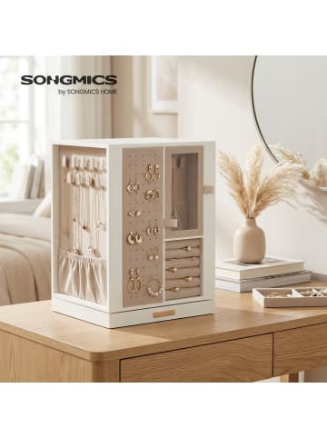 SONGMICS Schmuckkasten ‌Gloribel in Cremeweiß - (B)15.2 x (H)23.1 x (T)17 cm