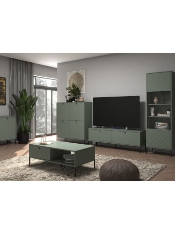 Feldmann-Wohnen Wohnzimmer-Set 4-teilig Vitoria 409 / 52 / 180cm grün schwarz