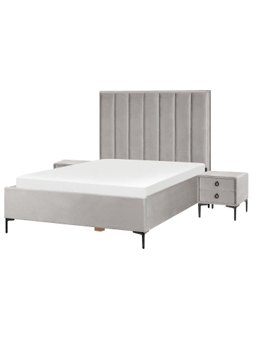 Beliani 3-tlg Schlafzimmer Set SEZANNE in Grau/Schwarz 150x215x142 cm