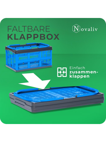 Novaliv Novaliv Klappbox 45l Blau 2er Set - Faltbare Korbbox mit praktischen T in blau