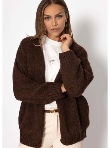SASSYCLASSY Oversize Cardigan in Dunkelbraun
