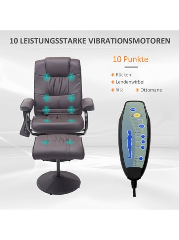 HOMCOM Massagesessel mit Hocker-77L x 84B x 95H cm-Braun