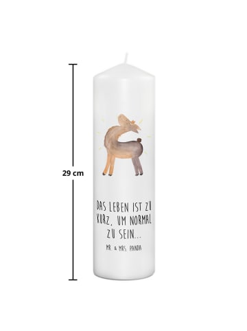 Mr. & Mrs. Panda Kerze Lama Stolz mit Spruch in Weiß