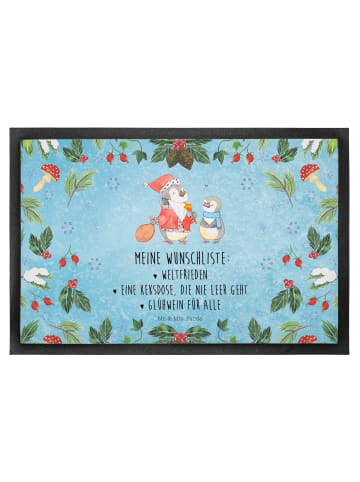 Mr. & Mrs. Panda Schuhabstreifer Pinguin Wunschliste mit Spruch in Eisblau