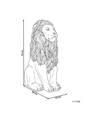Beliani Gartenfigur LEONE in Grau - (W) 34 x (H) 70 x (L) 40 cm