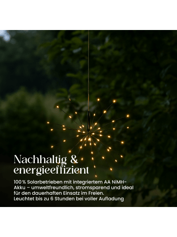 STAR Trading Außen Solar Hängeleuchte Firework Solar in Schwarz,Transparent