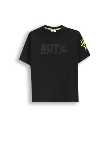 Coccodrillo Baumwoll-T-Shirt mit kurzen Ärmeln in schwarz