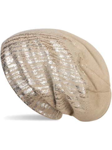 styleBREAKER Feinstrick Beanie Mütze in Beige / Silber