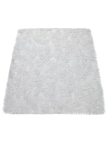 KADIMA DESIGN Hochflor Teppich Shaggy waschmaschinenwaschbar Einfarbig in Weiß