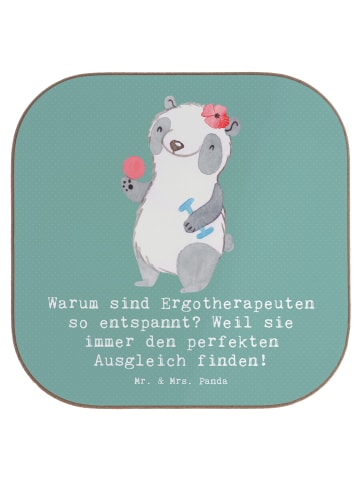 Mr. & Mrs. Panda Bierdeckel Ergotherapeutin BalanZeichen mit Spruch in Meeresbrise