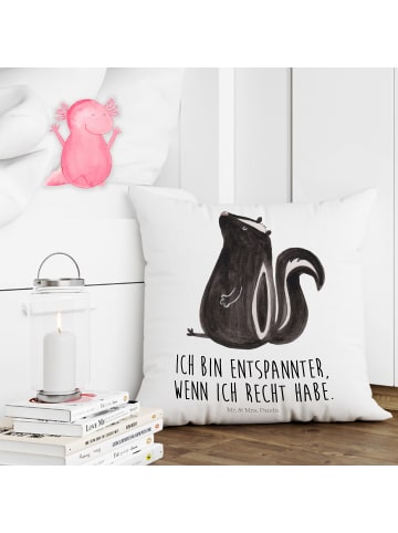 Mr. & Mrs. Panda Sofakissen Stinktier Sitzen mit Spruch in Weiß