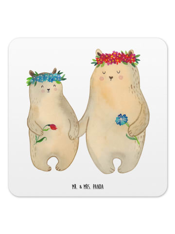 Mr. & Mrs. Panda Tischuntersetzer Bären mit Blumenkranz ohne Spruch in Weiß