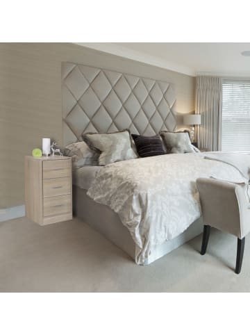 KADIMA DESIGN Moderner Nachtschrank, Holz, 3 Schubladen, melaminharzbeschichtet in Beige