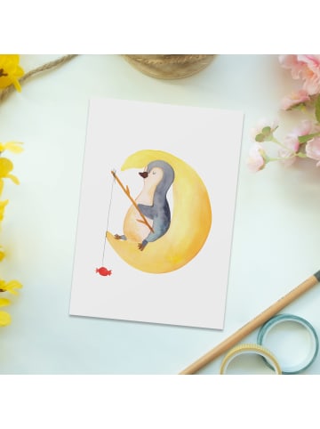 Mr. & Mrs. Panda Postkarte Pinguin Mond ohne Spruch in Weiß