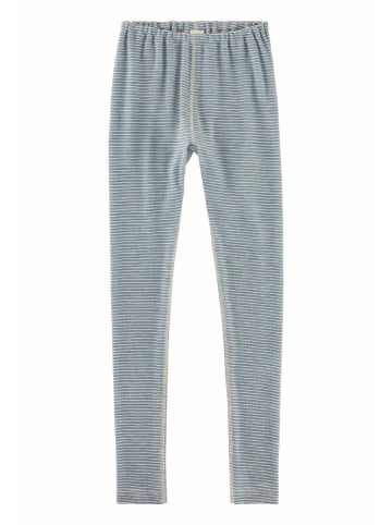 Hessnatur Hessnatur Ringel Leggings aus Bio-Merinowolle mit Seide in stahlblau