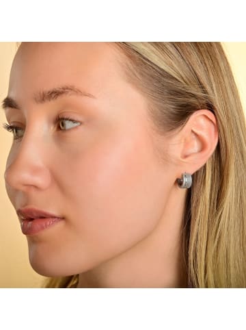 Adeliás Damen Ohrringe – Klappcreole aus Edelstahl in silber