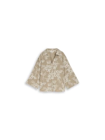 Tom Tailor Langarmbluse in olive white big flower design