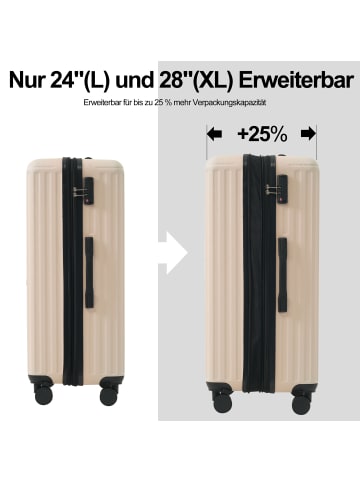 ABRIHOME 4er Koffer Set, S-M-L-XL mit 4 Rollen und  TSA Zollschloss in Beige