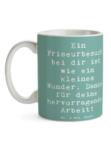 Mr. & Mrs. Panda Tasse Spruch Friseur Wunder mit Spruch in Meeresbrise