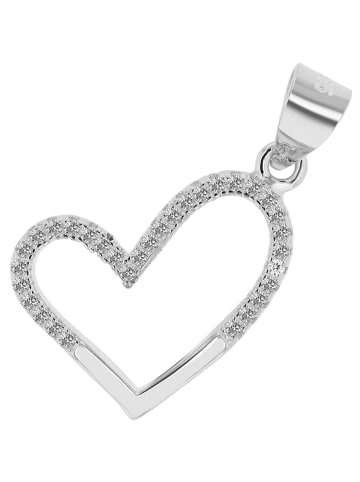 Adeliás Damen Anhänger – Herz Herzanhänger aus 925 Silber mit Zirkonia in silber