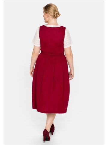 sheego Dirndl, Bluse und Schürze in bordeaux