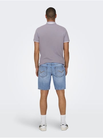 Only&Sons Shorts Denim Midi Bermuda Mid Waist Pants in Hellblau