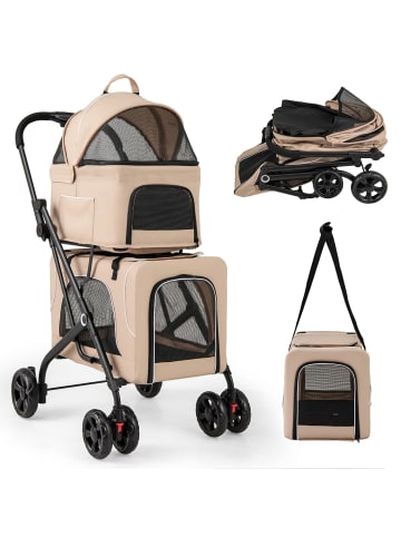 COSTWAY 3 in 1 Hundewagen in Beige