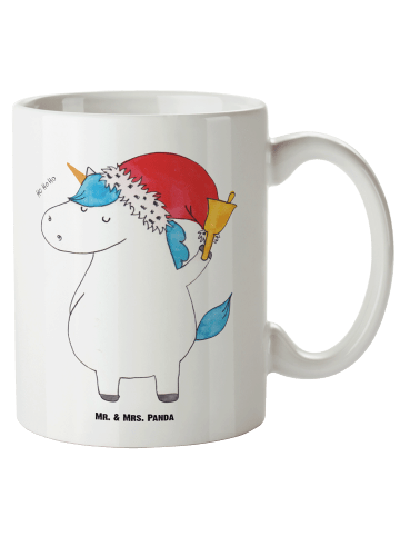 Mr. & Mrs. Panda XL Tasse Einhorn Weihnachtsmann ohne Spruch in Weiß