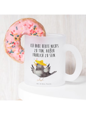 Mr. & Mrs. Panda Trinkglas Rabe Sombrero mit Spruch in Transparent