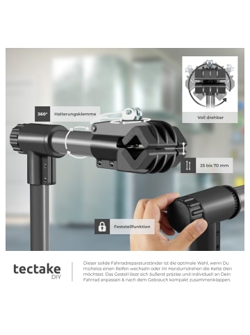 tectake Fahrrad-Set Reparaturständer für alle gängigen Modelle mit Montageschlüssel
