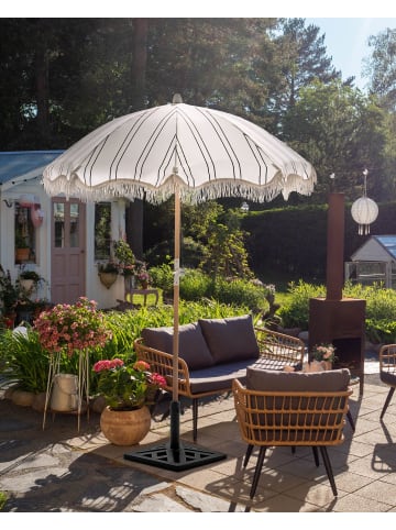 Beliani Sonnenschirm MONDELLO in Weiß/Schwarz - (W) 155 x (H) 210 x (L) 155 cm