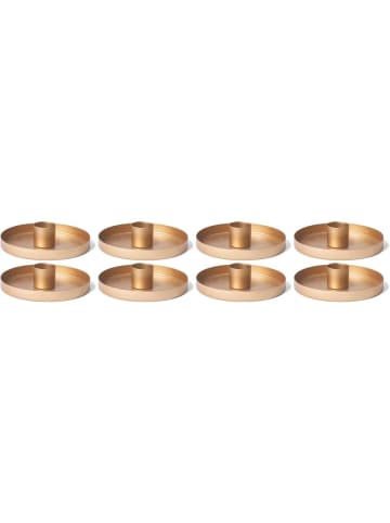 Novaliv 8X Stabkerzenhalter Candle Holder 9cm Metall rund für Tafelkerzen Kerz in Gold