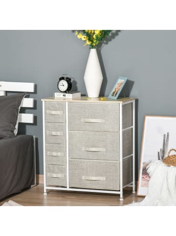 HOMCOM Schubladenschrank-B63,5 x T30 x H71 cm-Hellgrau