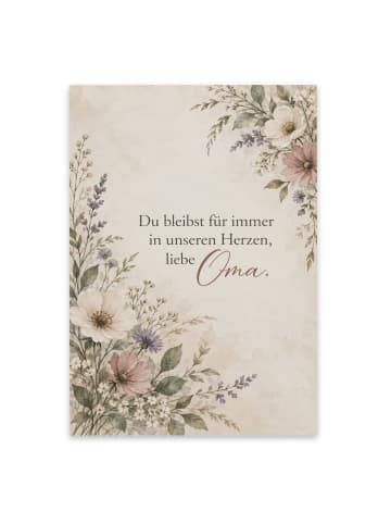 Trauerkarte Blumen tröstlich Design mit Spruch in Weiß
