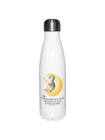 Mr. & Mrs. Panda Thermosflasche Pinguin Mond mit Spruch in Weiß