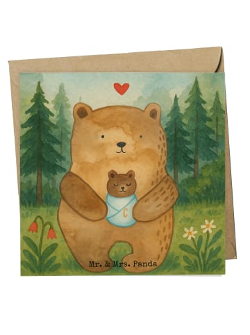 Mr. & Mrs. Panda Glückwunschkarte Bär Baby Design ohne Spruch in Weiß