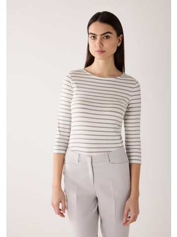 More & More stretchiges 3/4 Arm, Streifenshirt in offwhite/grey
