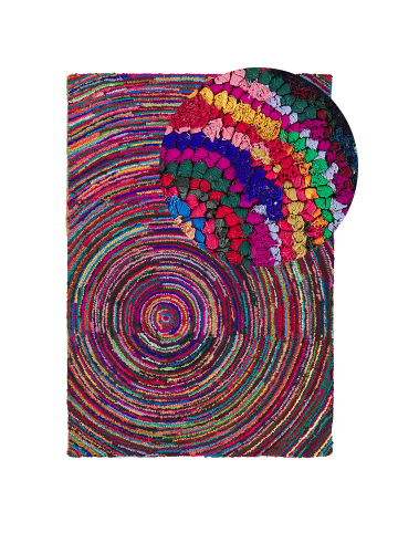 Beliani Geflochtener Teppich MALATYA in Bunt/Lila/Rot - (W) 160 x (H) 2.5 x (L) 230 cm