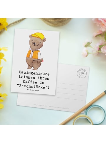 Mr. & Mrs. Panda Ansichtskarte Bauingenieur Kaffee mit Spruch in Weiß