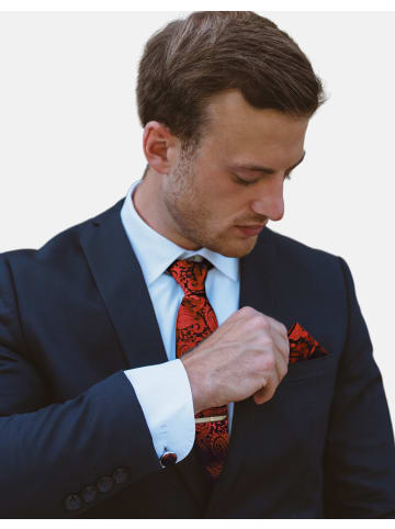Massi Morino  Krawatten-Set in Paisley Rot