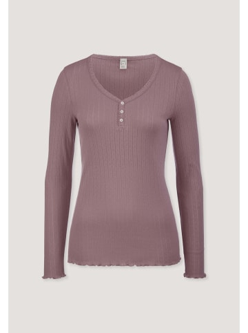 Hessnatur Pointelle Henley Schlafshirt in altrosa