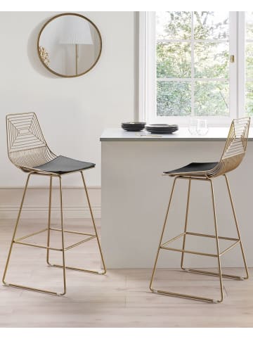 Beliani 2er-Set Barhocker BISBEE in Gold/Schwarz