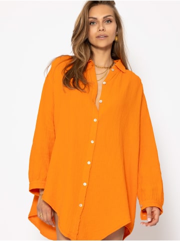 SASSYCLASSY Ultra Oversize Musselin-Blusenhemd lange Variante in Orange