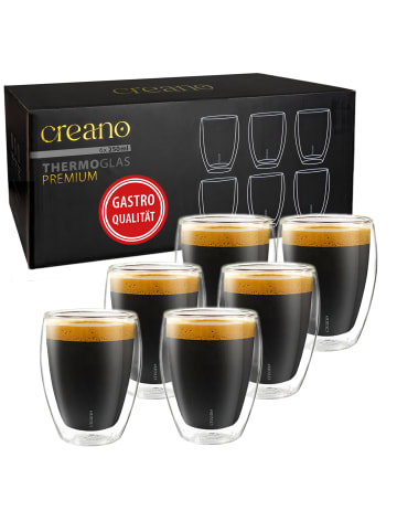 Creano 6er Set 250ml PREMIUM-GLÄSER GASTRO-QUALITÄT, spülmaschinenfestes Glas