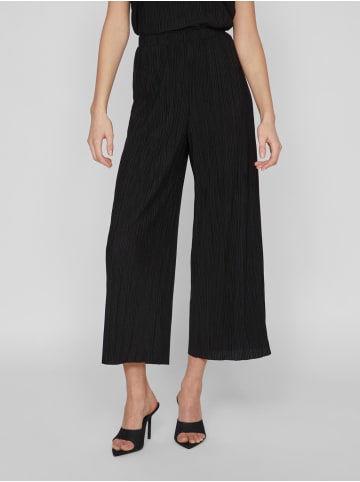 Vila Plissierte Culotte Stoffhose mit Hoher Taille und Gummibund in Schwarz