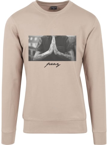 Mister Tee Pullover "Pray Crewneck" in Beige