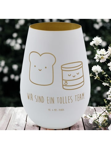 Mr. & Mrs. Panda Glas Windlicht Toast Marmelade mit Spruch in Weiß