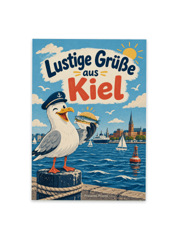 Grußkarte Möwe humorvoll Design mit Spruch in Weiß