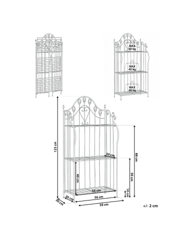 Beliani Badezimmerregal VISANO in Grau - (W) 59 x (H) 123 x (L) 30 cm
